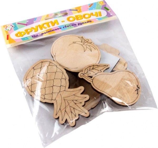 Игрушка деревянная Зірка магнит Фрукты-овощи
