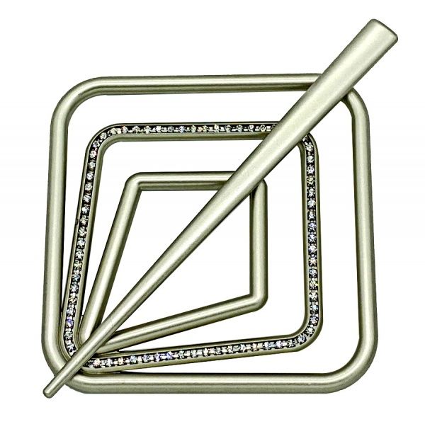 Заколка Квадрат Элит 85х85 мм сатин В0021-7 MISLT