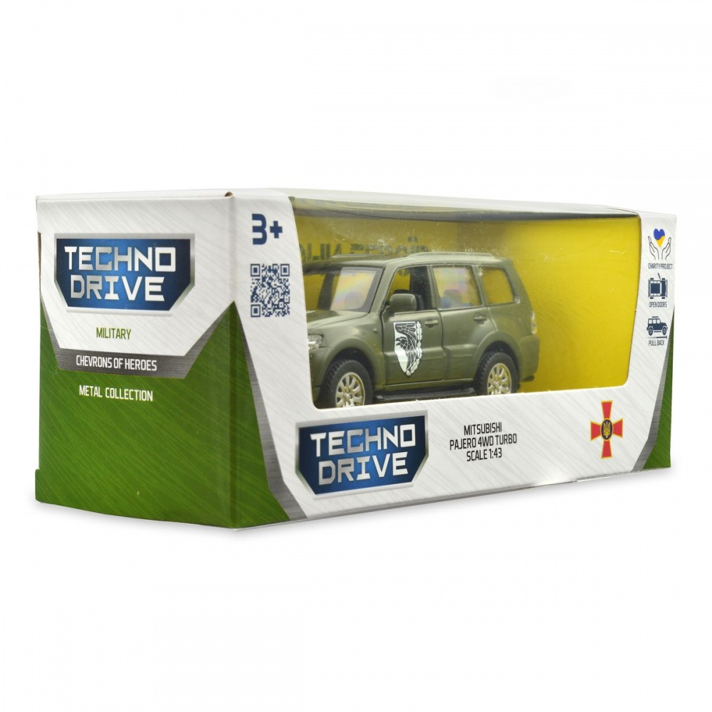 Автомодель TechnoDrive 1:32 серии Шевроны Героев Mitsubishi Pajero 4WD Tubro 93 ОМБр 250283M
