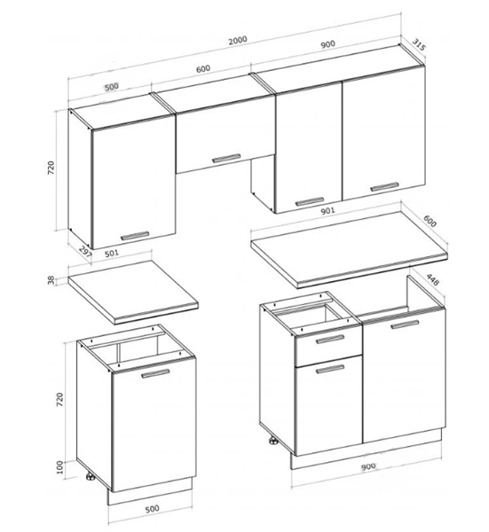Кухня Грейд Юлиана ДСП 2м графит серый/дуб артизан