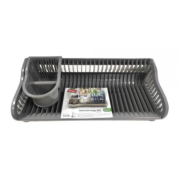 Сушарка для посуду ФІКС 2 в 1 53х23х19 сіра Flamberg