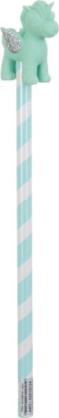 Карандаш чернографитный с ластиком Единорог с крыльями зеленый
