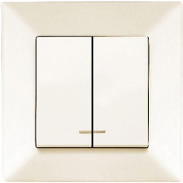 Вимикач подвійний Viko Meridian з підсвічуванням кремовий