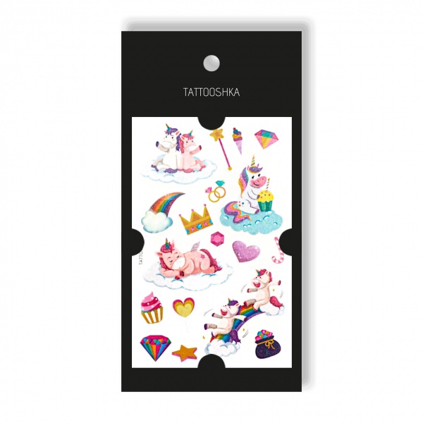 Временная татуировка Tattooshka Единорожки с блестками WS-E044