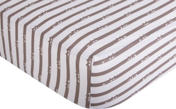 Простынь на резинке трикотажная Котики 160x200 см белый с принтом Homeline 