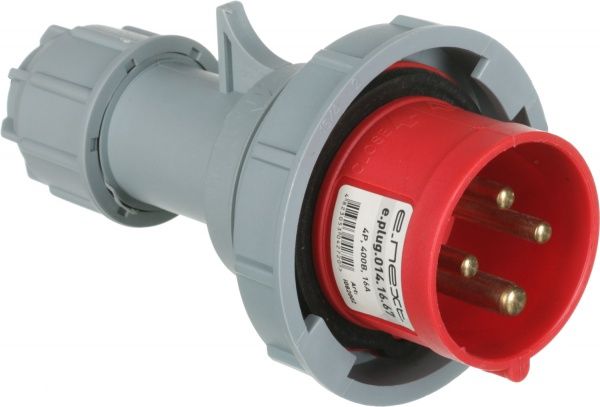 Розетка силовая переносная с заземлением E.NEXT e.plug.014.16.67, 4п., 400В, 16А, IP 67 серый с красным i082002