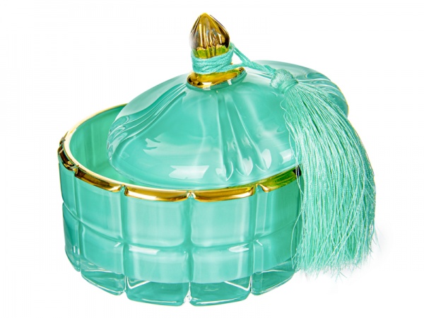 Ємність для зберігання з китицею смарагдова 10 см 355-269 Lefard