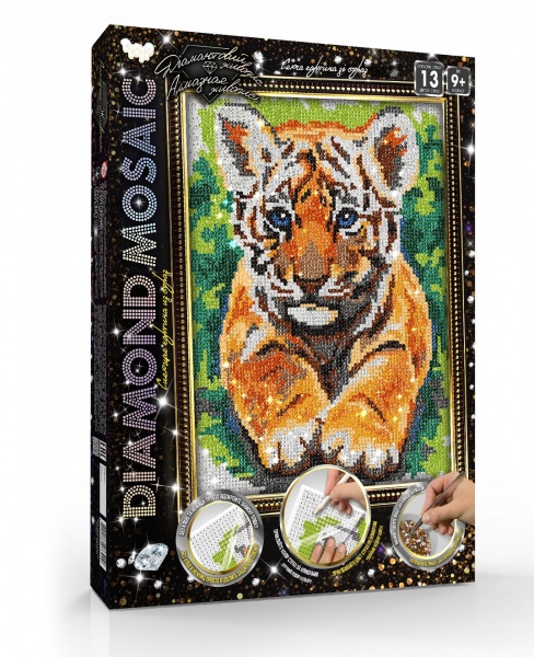 Набор для творчества Danko Toys Бриллиантовая живопись DIAMOND MOSAIC А4 с.2 №10 Тигренок DM-03-10