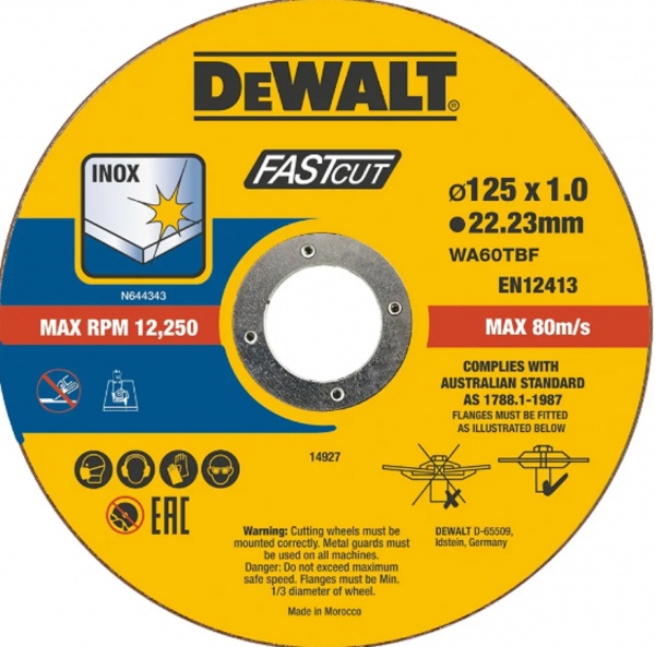 Круг відрізний DeWalt FASTCUT 100 шт. 125 x 1,0 x 22,23 мм DT20540