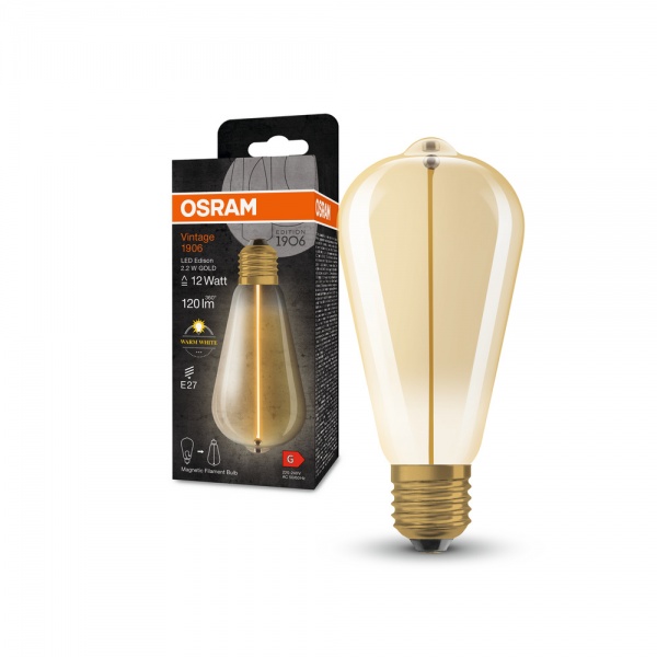 Лампа светодиодная Ledvance FIL Osram GD Magnet 2,2W ST64 12 Вт E27 2700 К 220 В желтая 