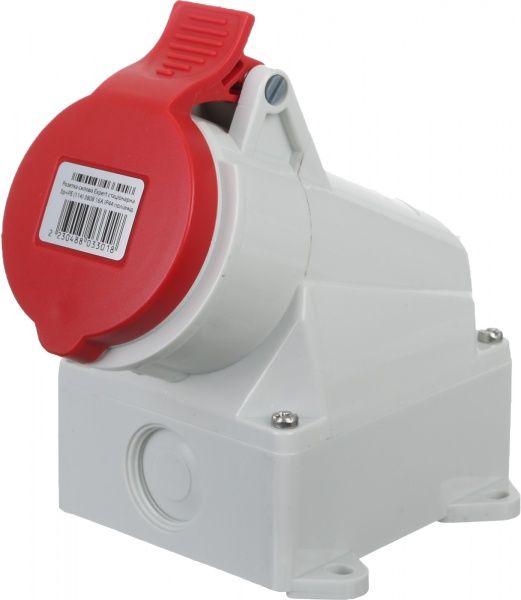 Розетка силовая стационарная с заземлением Expert 3p+PE (114) 380В 16А IP44 серый