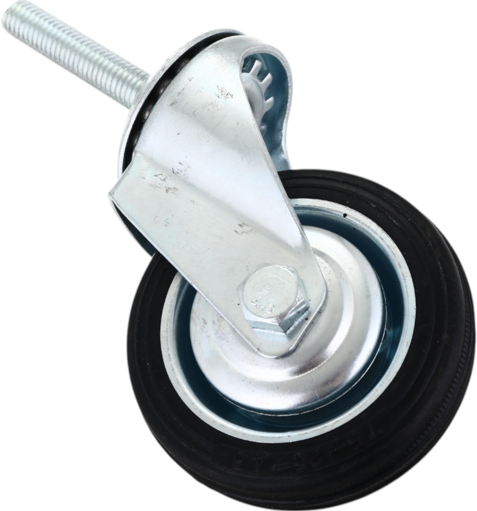 Колесо d75 мм резиновое поворотное с резьбовым штырем M10