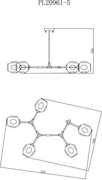 Светильник потолочный Accento lighting Molecule 5x60 Вт E27 черный 