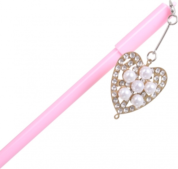 Ручка гелевая Жемчужное сокровище сердце розовая 