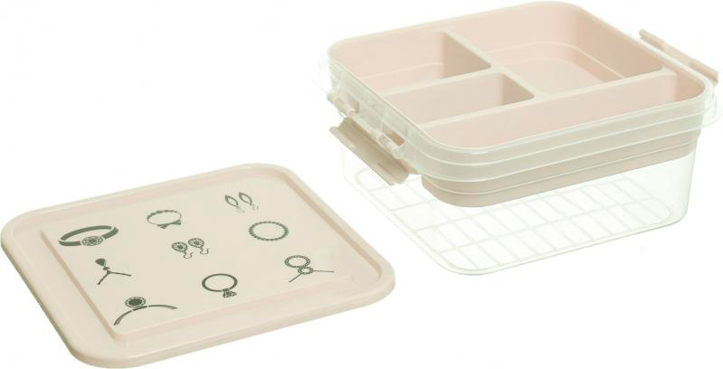 Ящик-органайзер для хранения Gondol Plastic Bijouterie Box экрю 110x250x