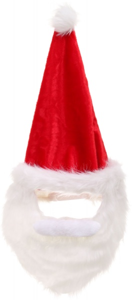 Шапка Діда Мороза з бородою 70х35 см