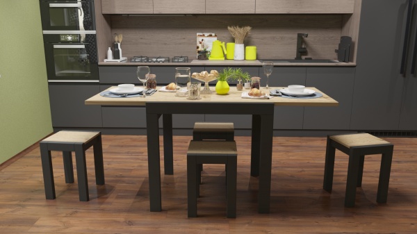 Табурет дерев’яний ViANT Крос Дерево (к-кт 2шт) дуб тахо / венге темний 