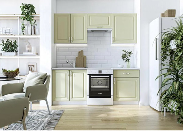 Кухня Грейд Лилия + столешница (7 уп.) МДФ 2м мята супермат/белый