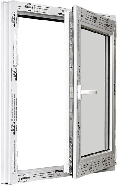 Окно поворотно-откидное ALMplast 60 1000x1000 мм правое