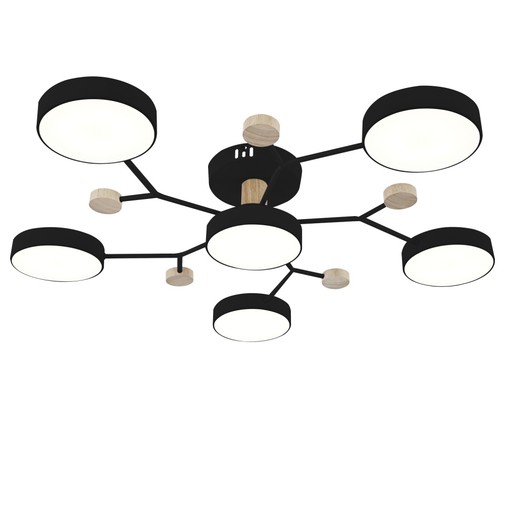 Люстра світлодіодна Victoria Lighting з пультом 115 Вт чорний/дерево Hindi/PL6 black