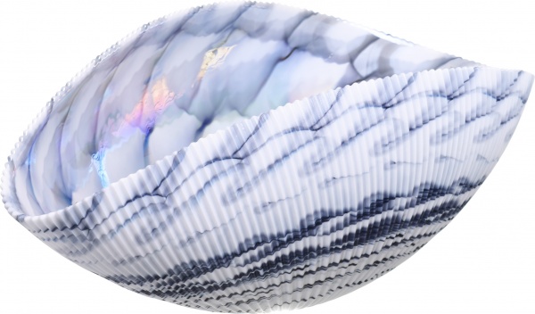 Фруктовница Yalos Murano SHELL 13 см белая с бирюзовыми нитями и перламутровым эффектом 
