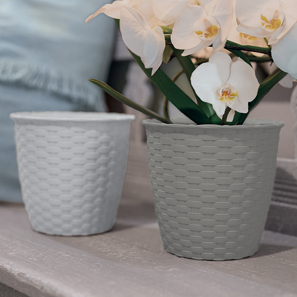 Вазон пластиковий Stefanplast Natural круглий 12,5 л сірий (73846) 