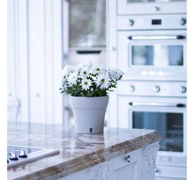 Вазон пластик Dali круглий біло-чорний 3,5 л Santino (2022493)