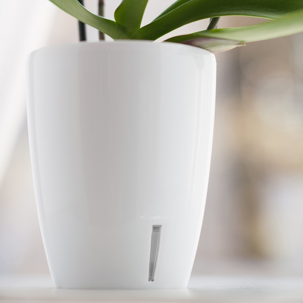 Вазон пластик Orchidea Twin круглый белый глянец 3,3 л Santino (2021755)