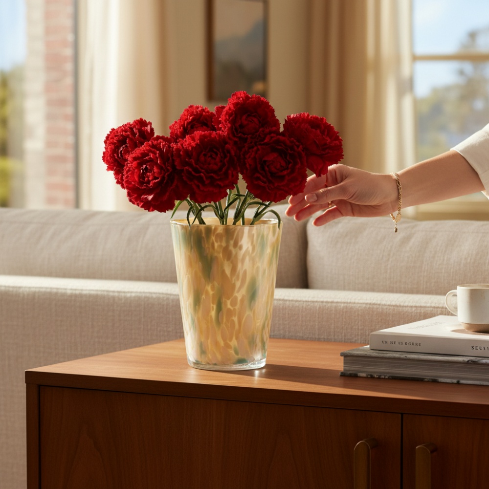 Ваза стеклянная Wrzesniak Glassworks Confetti 24 см голубая с золотым 27-1061D