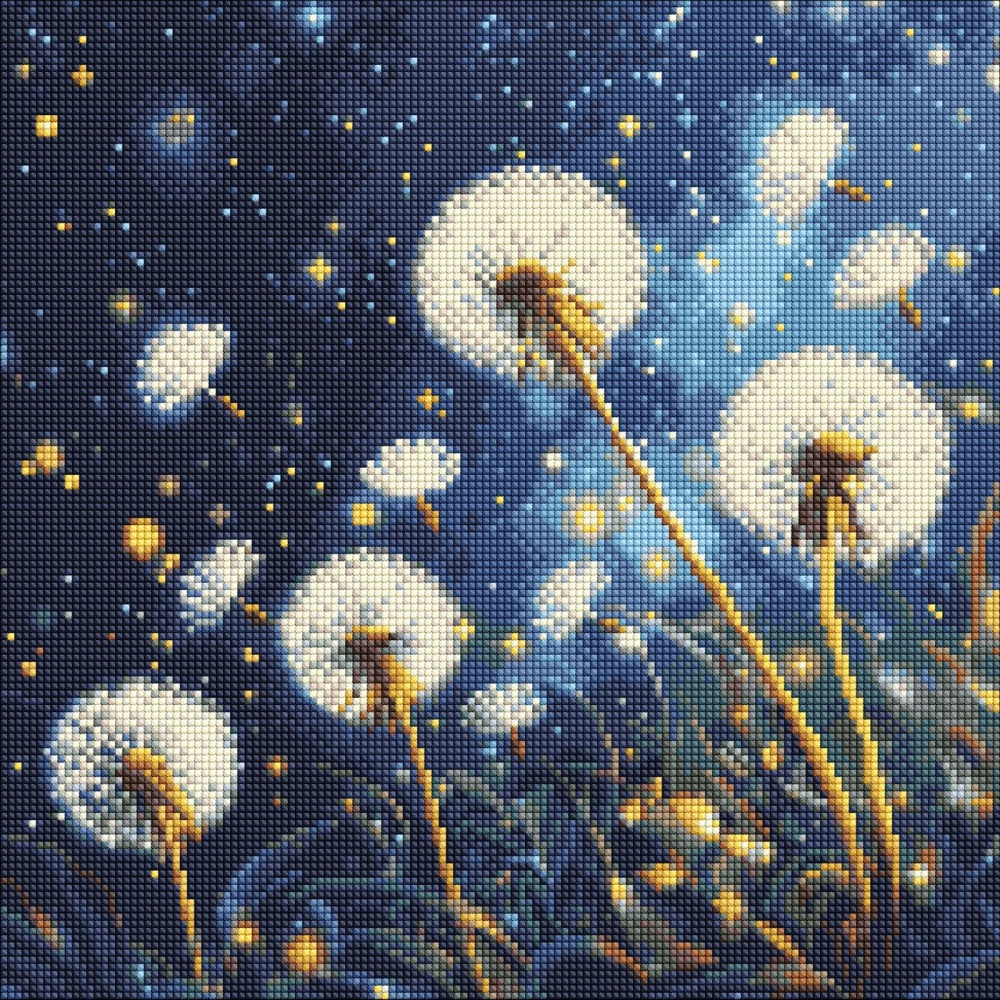 Алмазна мозаїка Летючі кульбаби у вечірньому небі 40х40 см Ideyka