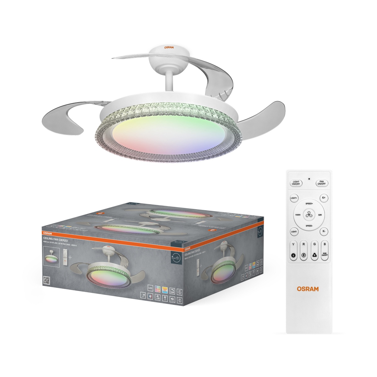 Люстра-вентилятор Osram Ceiling RGB 35 Вт білий FAN CIERZO — фото 1