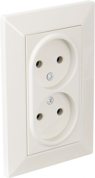 Розетка кінцева подвійна без заземлення HausMark Alta без шторок без кришки крем SNG-SCP.SQ20MG21WTG-C