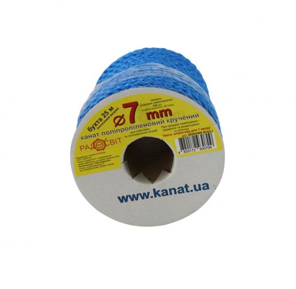 Канат Радосвіт полипропиленовый 7 мм 25 м синий 0,49 кг