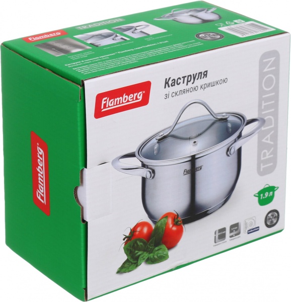 Каструля Tradition 1,9 л зі скляною кришкою Flamberg