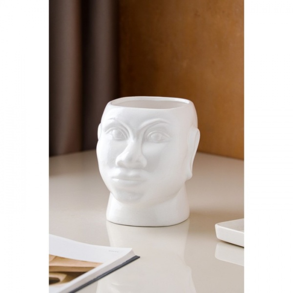 Ваза керамическая Nana ceramics Африканка 15,5 см белый глянец 