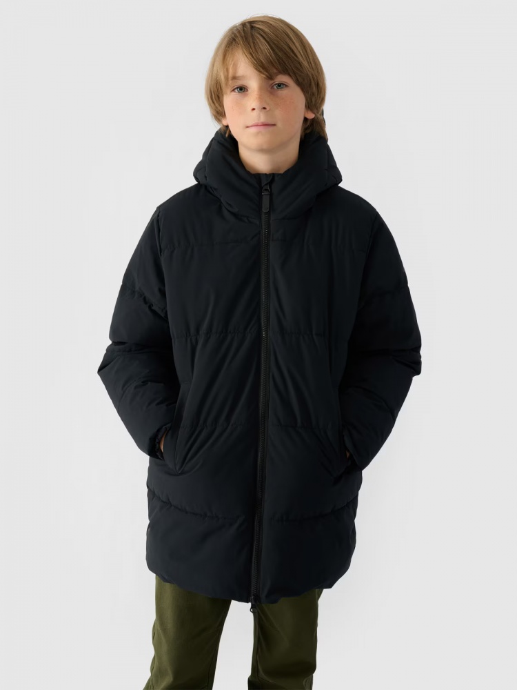 Пуховик для хлопчиків зимовий 4F DOWN JACKET M464 4FJWAW24TDJAM464-20S р.134 чорний