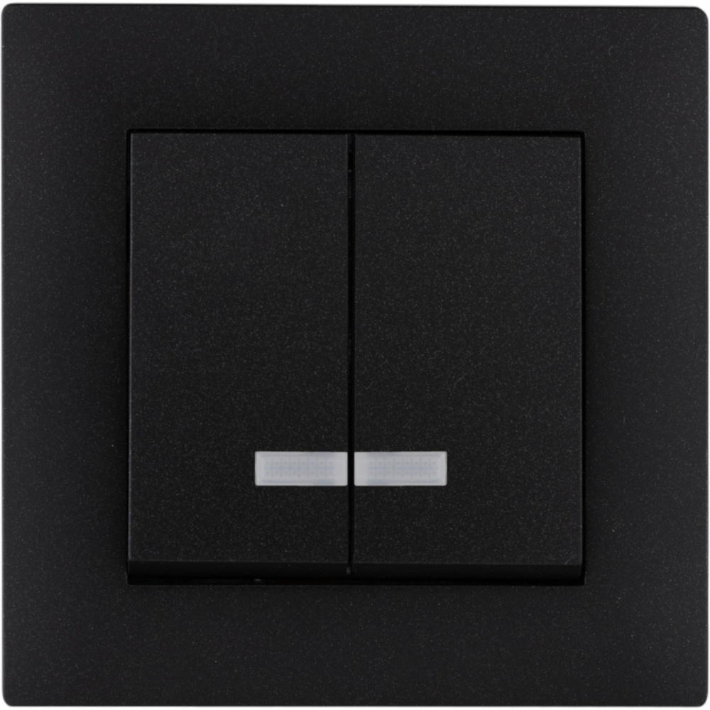 Вимикач двоклавішний Makel Rizz з підсвіткою чорний матовий 88054023