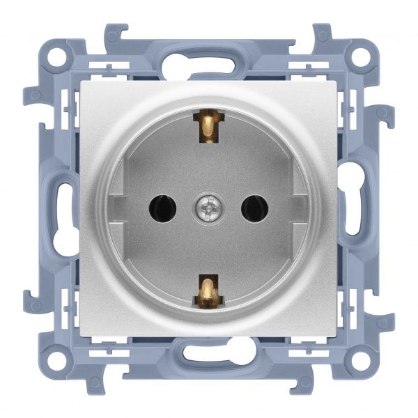 Розетка із заземленням Simon 10 сріблястий CGSZ1.01/43