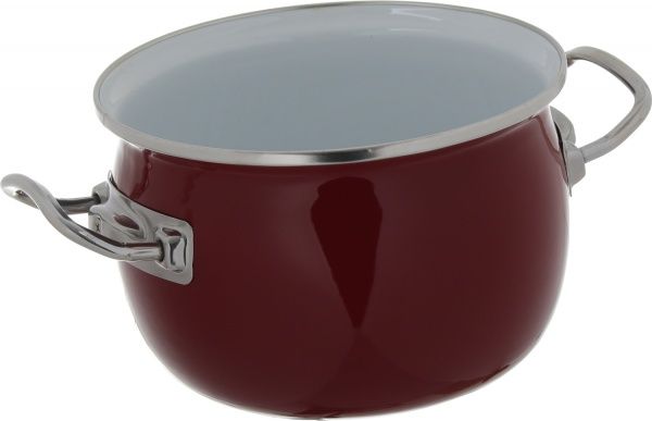 Каструля з кришкою сферична емальована 2,5 л Бордо Bella Vita