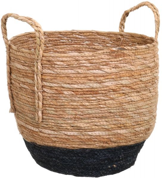 Корзинка с ручками большой 38х33 см бежево-черный