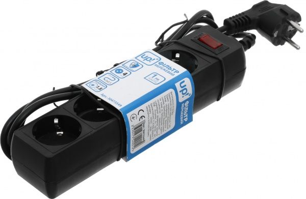 Фільтр-подовжувач UP! (Underprice) із заземленням 4 гн. чорний 1,8 м OW-SP4S3G050M1.8-BK 