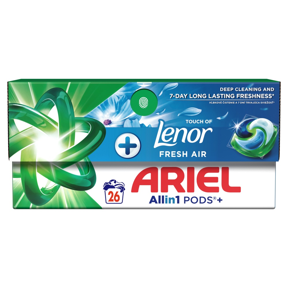 Капсулы для машинной стирки Ariel Все-в-1 Прикосновение свежего воздуха Lenor 26 шт.