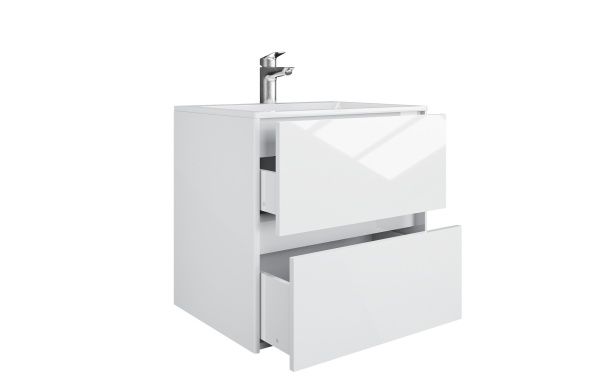 Тумба підвісна Грейд Preference N2 80 МДФ білий глянець під ум. Пандора 80