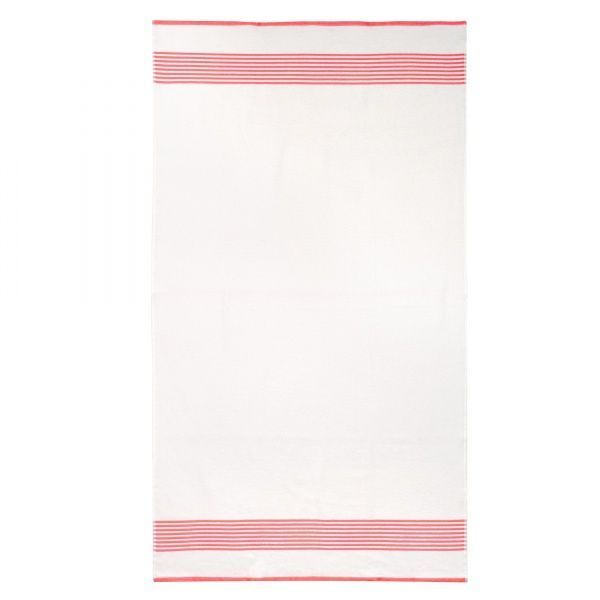 Полотенце пляжное Полоски 90x160 см белый/ коралловый 