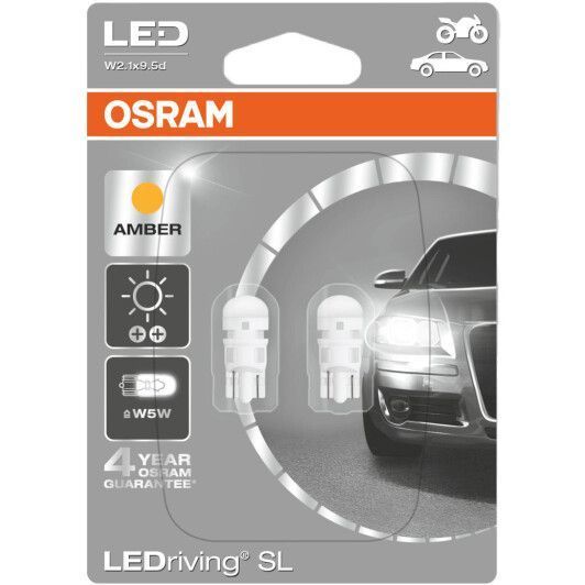Лампа светодиодная LED Osram LEDriving SL W5W 10,8-13,8 В T10 W2.1x9.5d 12 В 6000 К