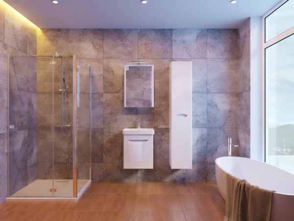 Тумба підвісна ЮВЕНТА Тумба Livorno-55 структурний сірий з умивальником Luxury-55