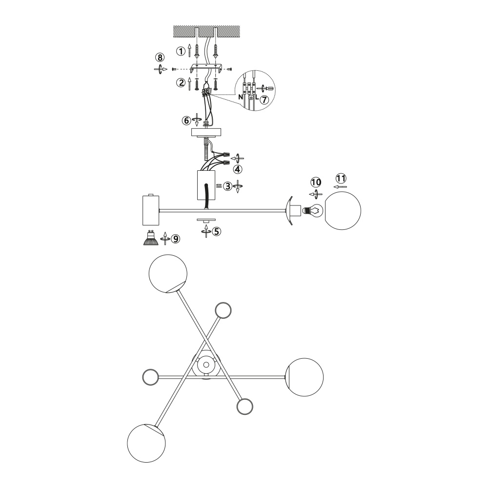 Люстра Miorro Palermo металл/стекло 3x7 Вт GU10 медь 51-311-044