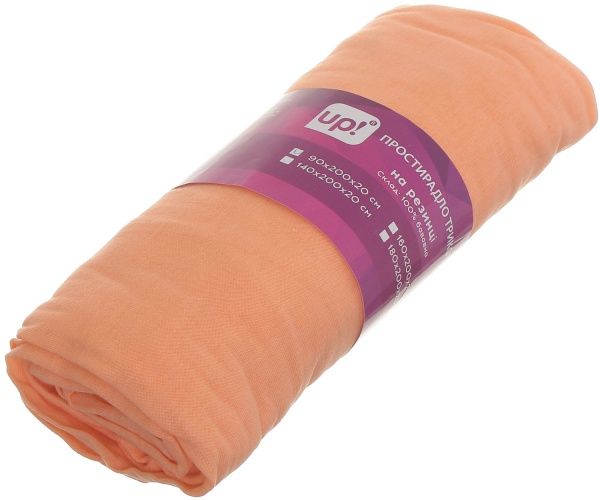 Простынь на резинке 90x200 см персиковый UP! (Underprice) 