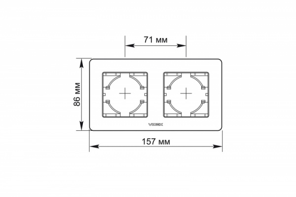 Рамка двухместная Videx Binera горизонтальная красный VF-BNFRG2H-RD