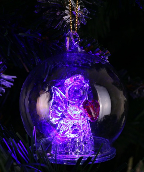 Ялинкова іграшка у формі кулі з підсвічуванням 6 см 